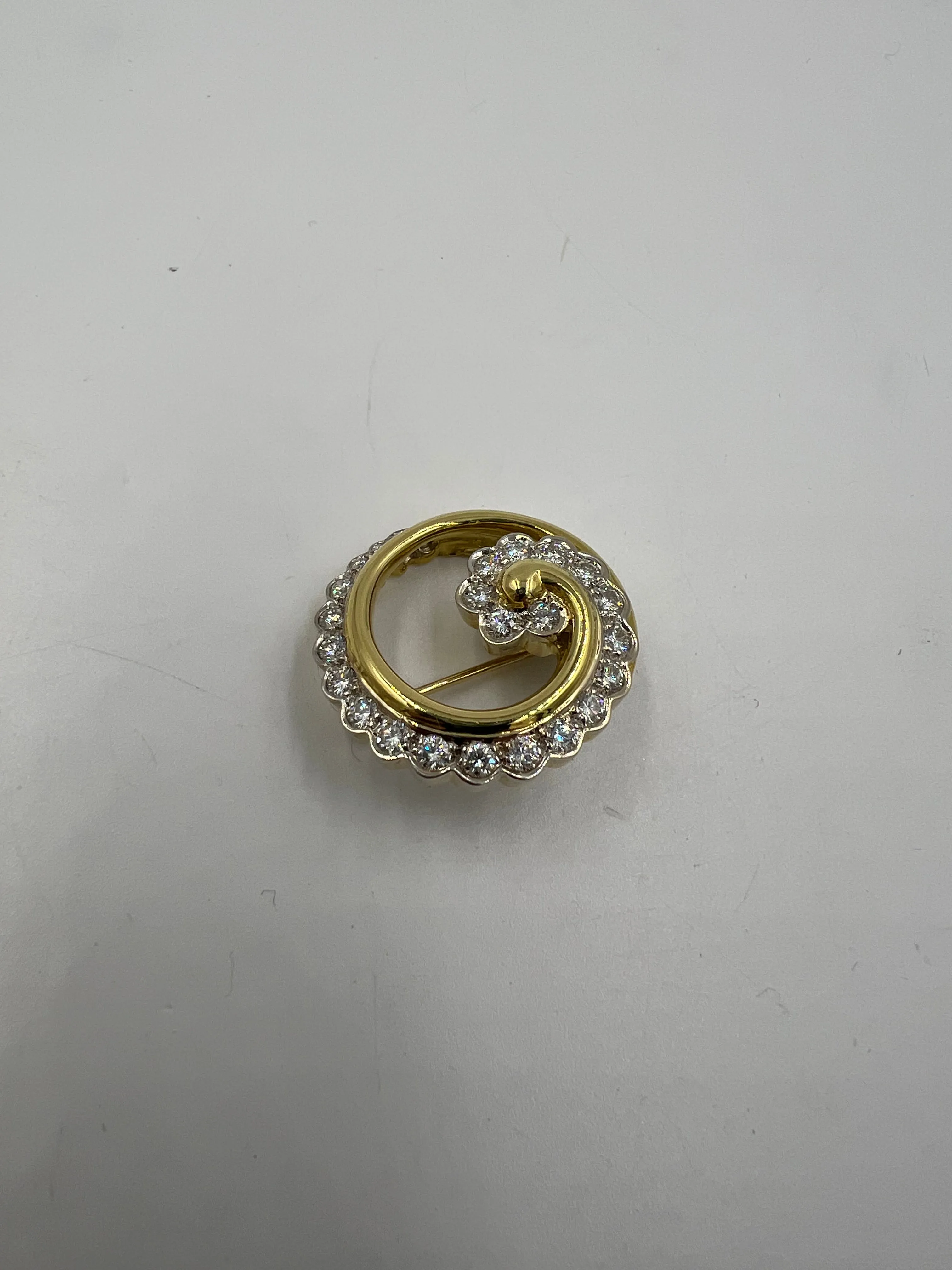 Gump’s Diamond 18k Yellow Gold Brooch By Ron McNamer