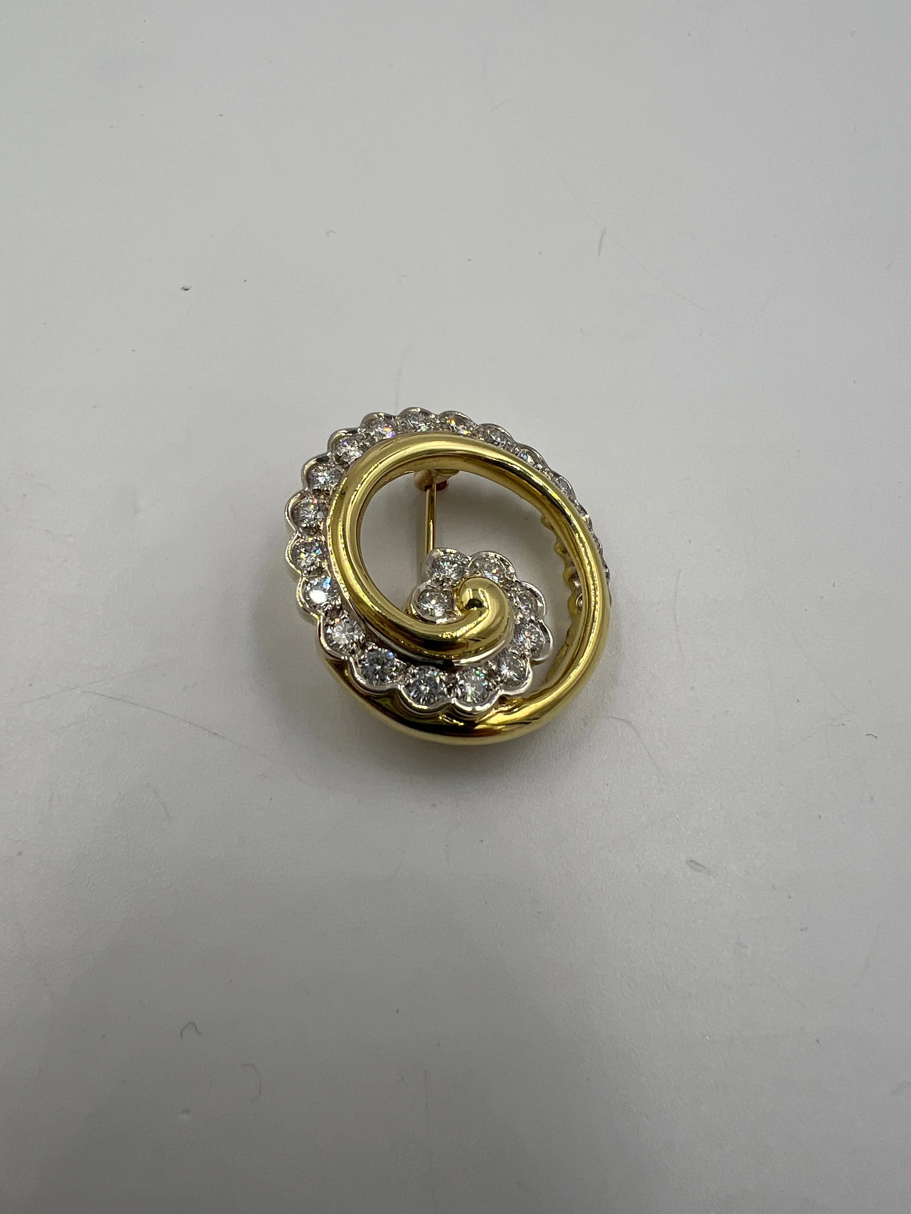 Gump’s Diamond 18k Yellow Gold Brooch By Ron McNamer