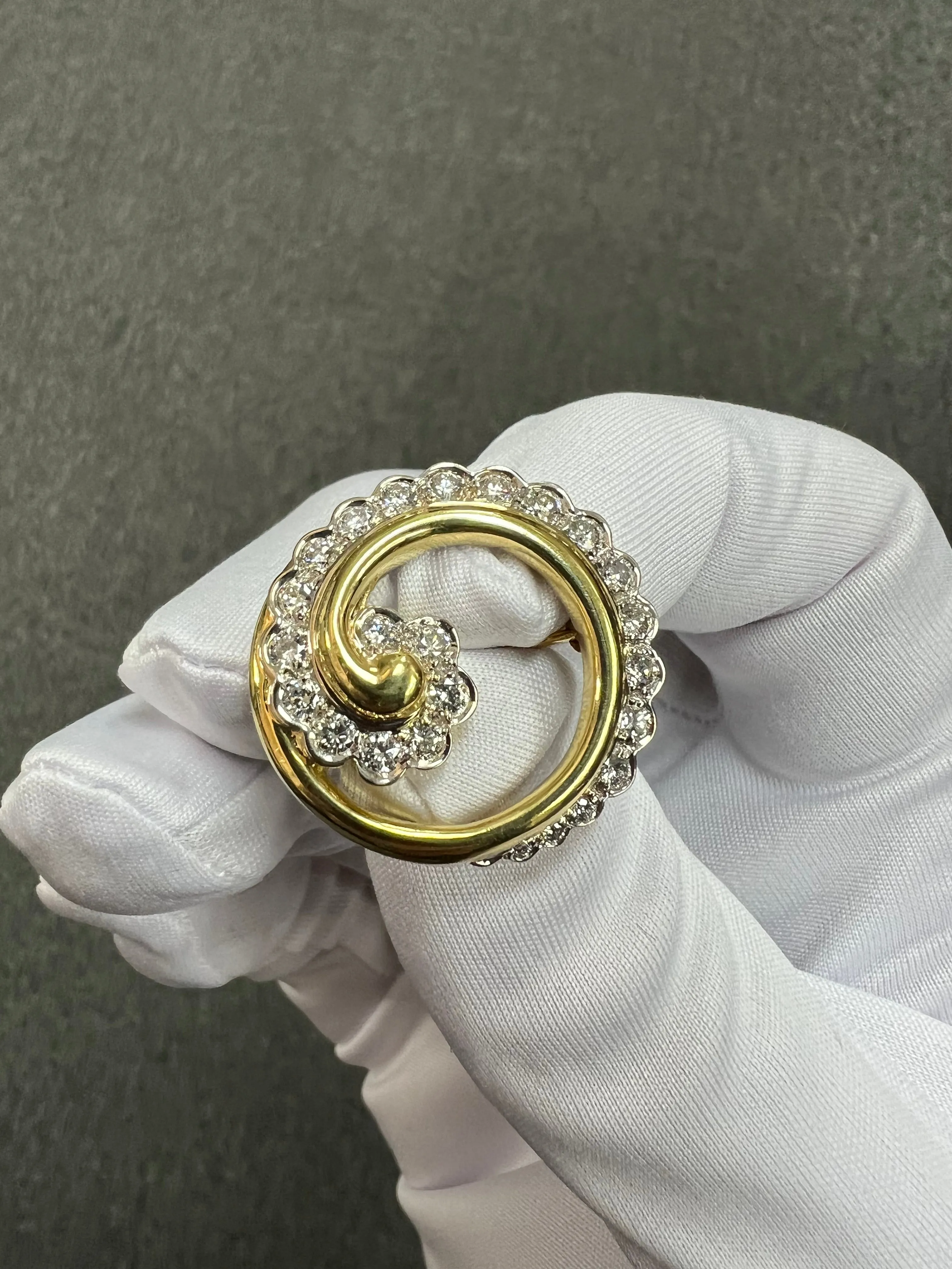 Gump’s Diamond 18k Yellow Gold Brooch By Ron McNamer