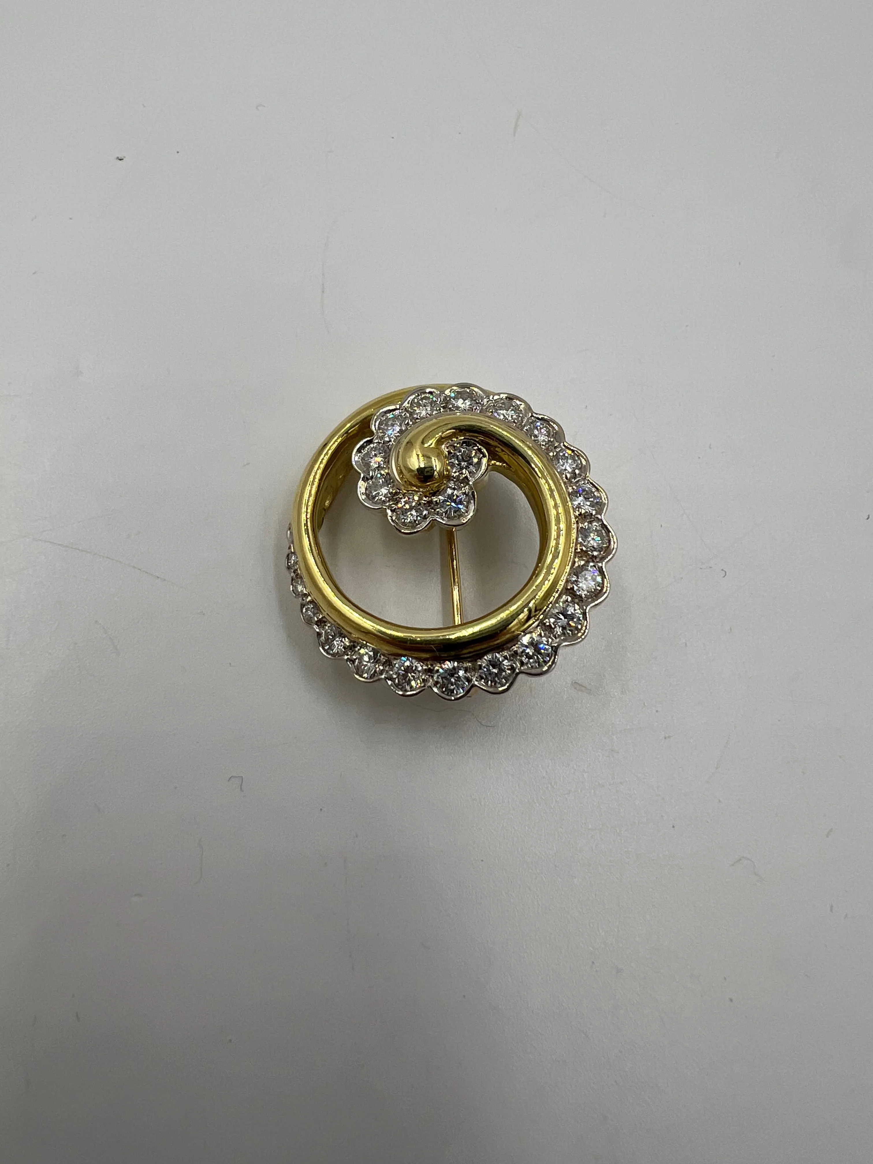 Gump’s Diamond 18k Yellow Gold Brooch By Ron McNamer