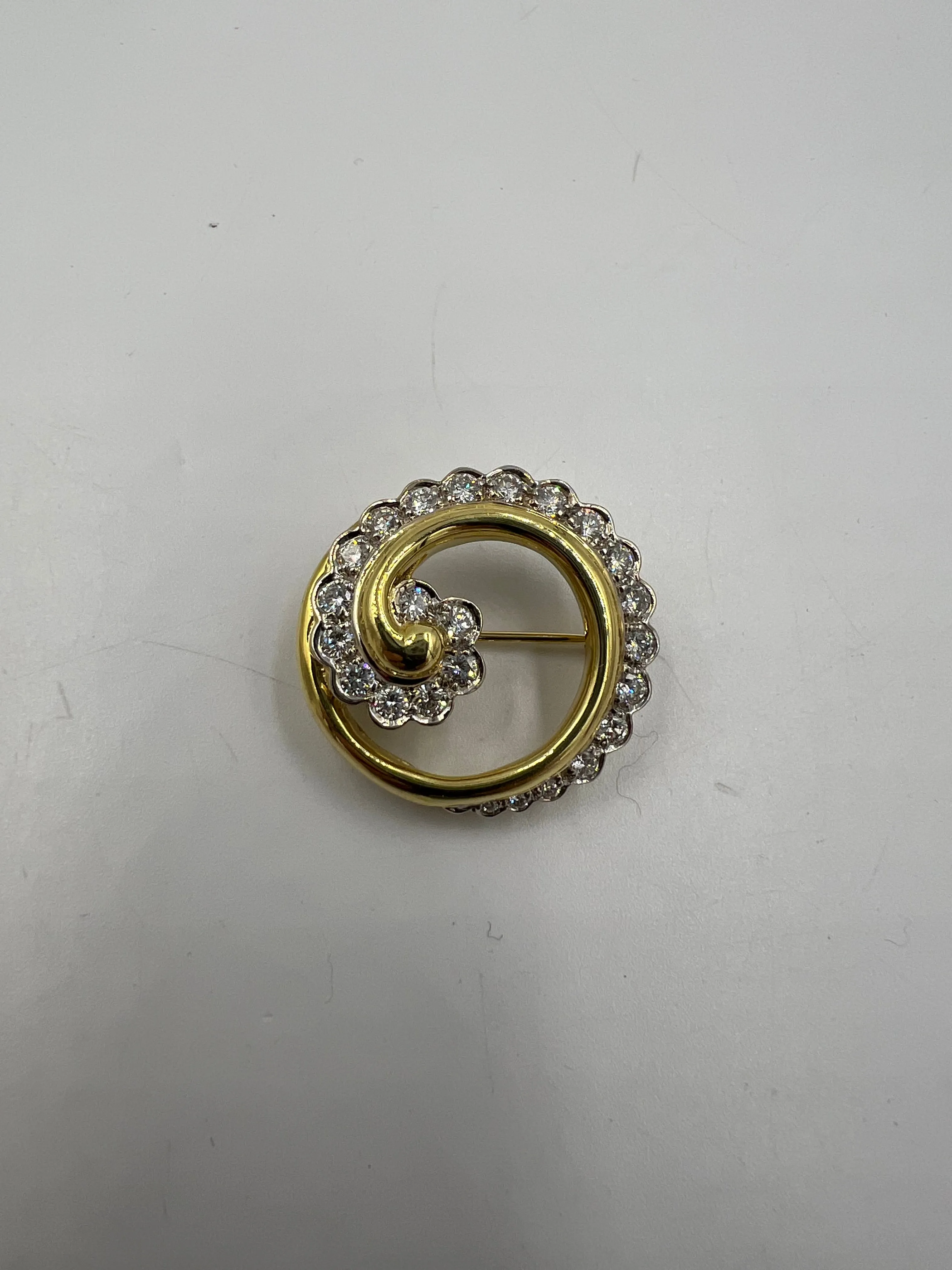 Gump’s Diamond 18k Yellow Gold Brooch By Ron McNamer