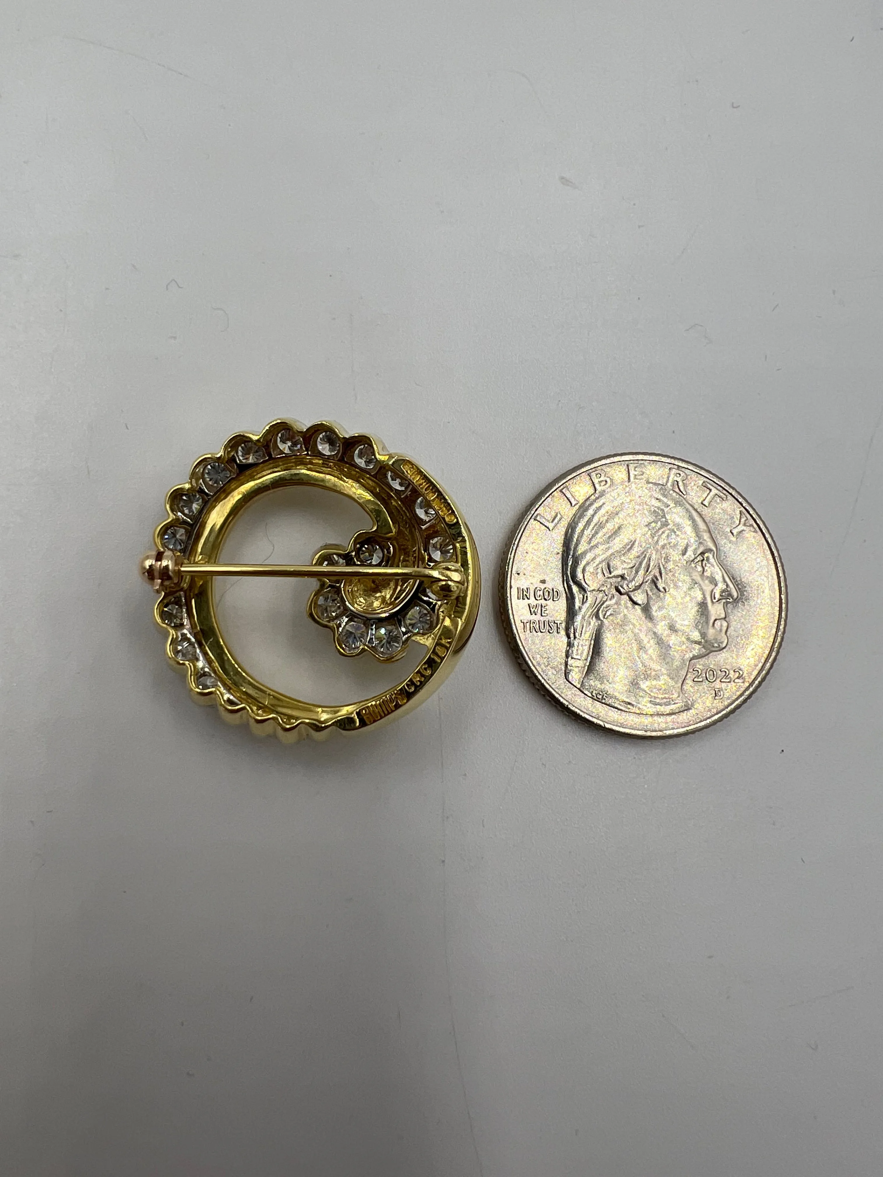 Gump’s Diamond 18k Yellow Gold Brooch By Ron McNamer