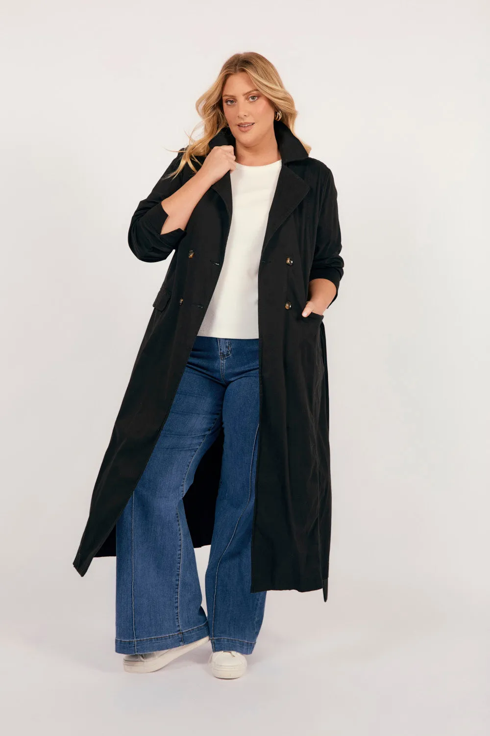 Hailey Trench Coat in Black
