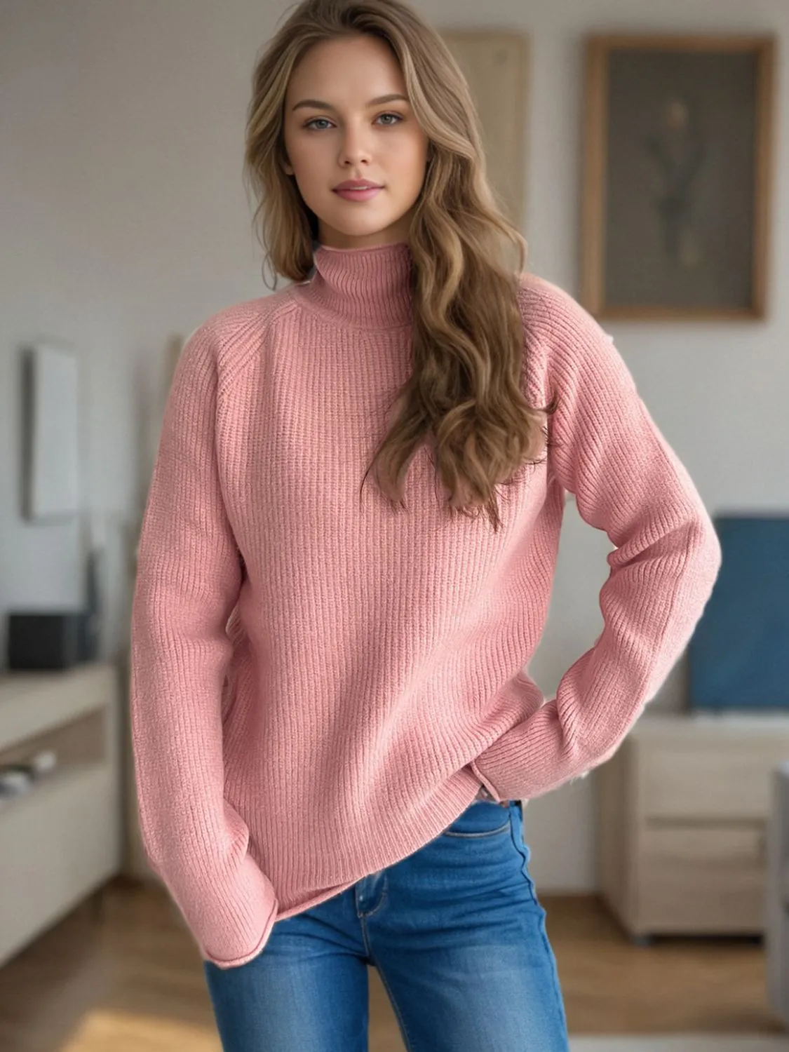 Hazel Blues® |  Turtleneck Long Sleeve Sweater
