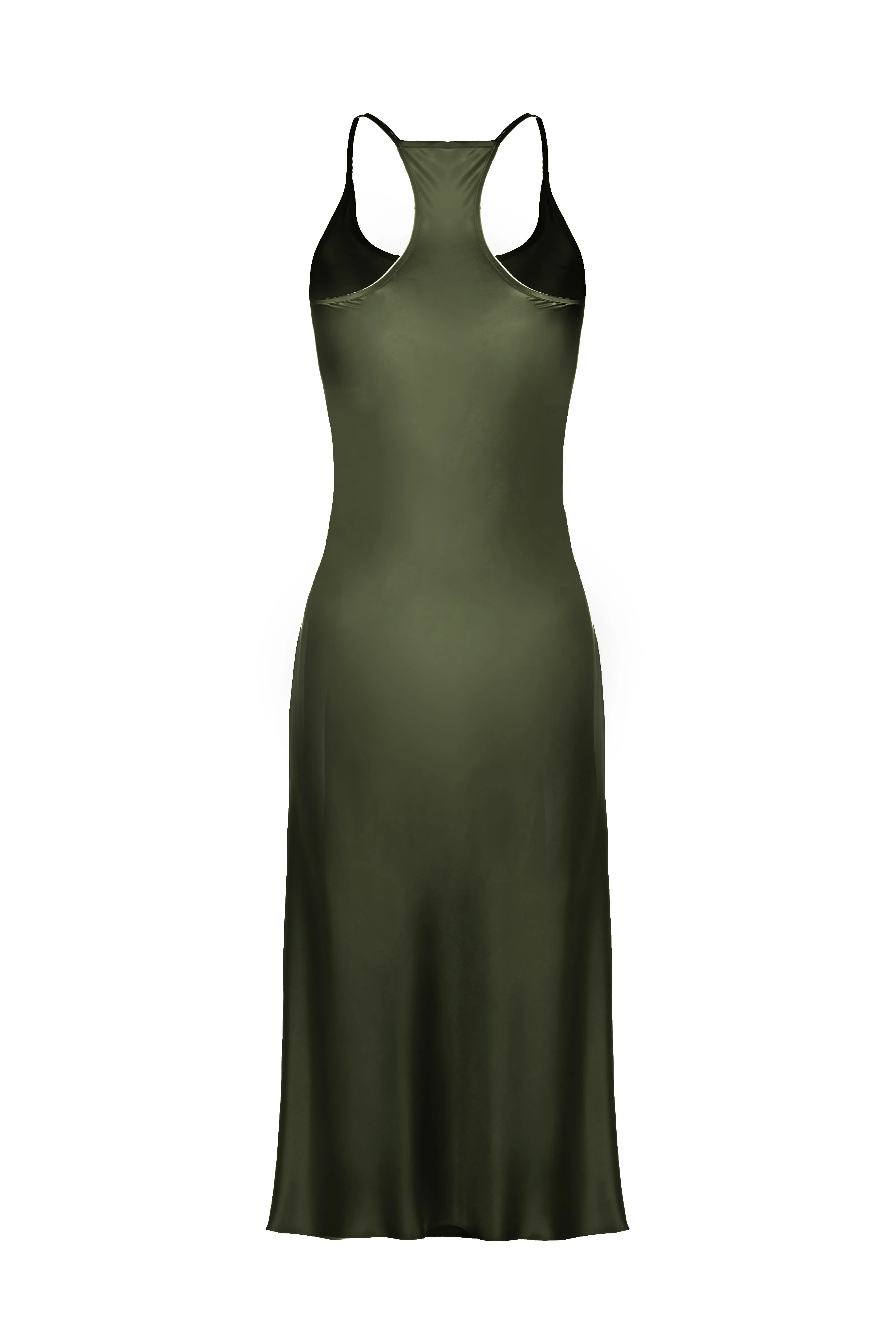 Helenita Dress -30mm Silk Charmeuse - Silver and Military