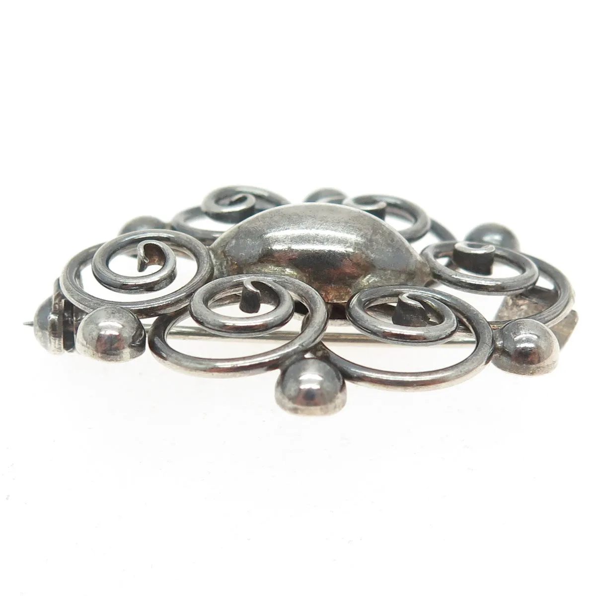 HERMAN SIERSBOL 925 Sterling Silver Antique Denmark Ornate Pin Brooch