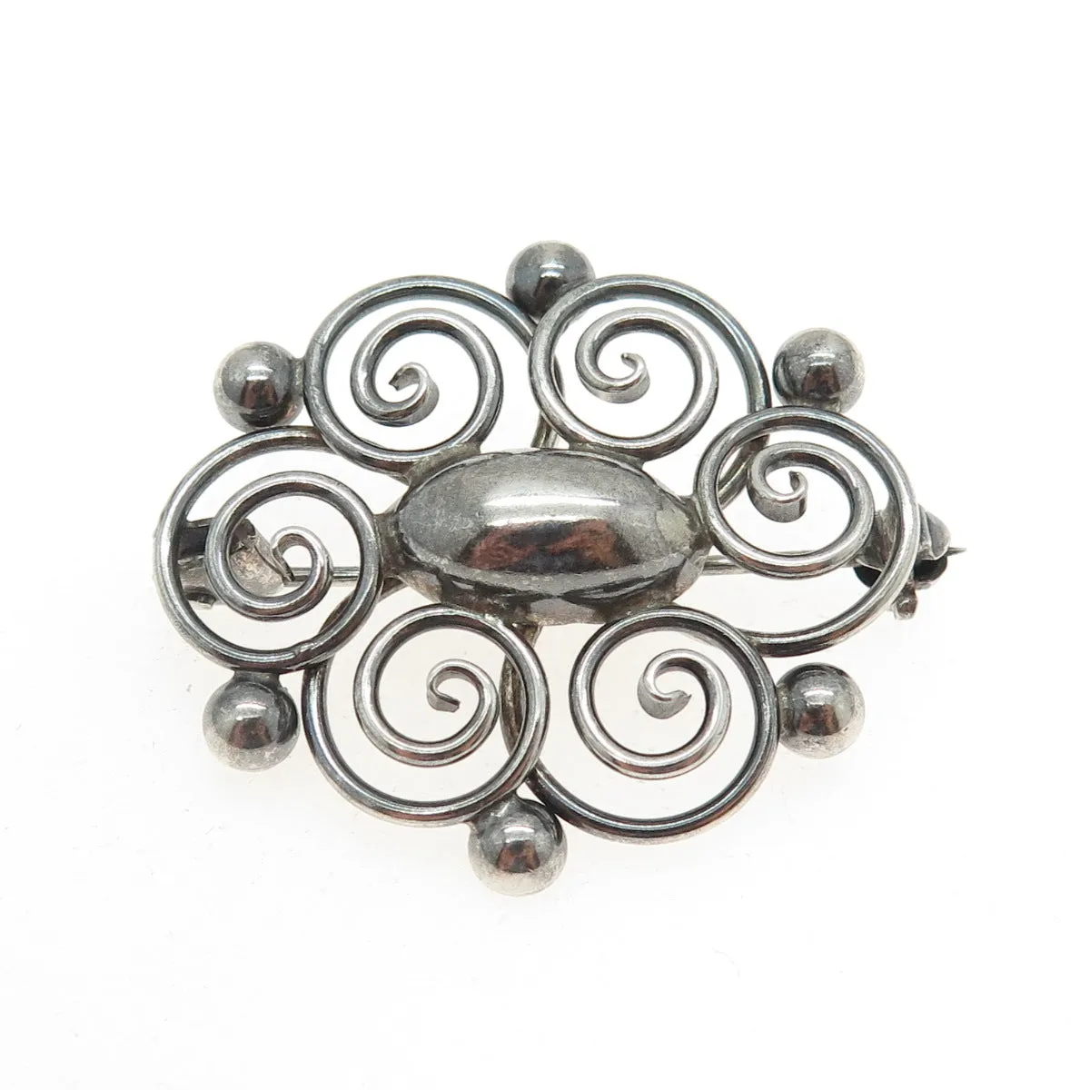 HERMAN SIERSBOL 925 Sterling Silver Antique Denmark Ornate Pin Brooch