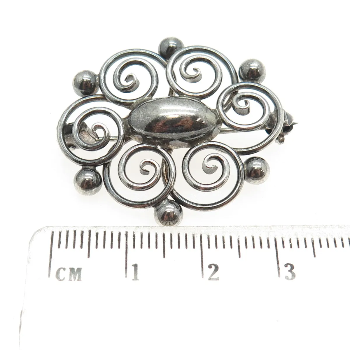 HERMAN SIERSBOL 925 Sterling Silver Antique Denmark Ornate Pin Brooch