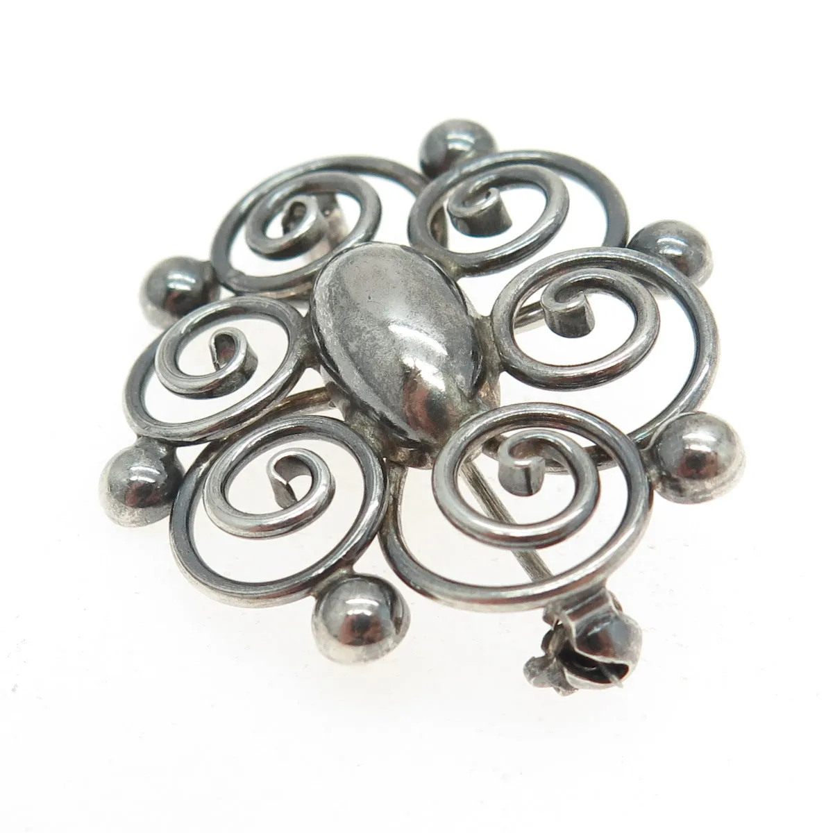 HERMAN SIERSBOL 925 Sterling Silver Antique Denmark Ornate Pin Brooch