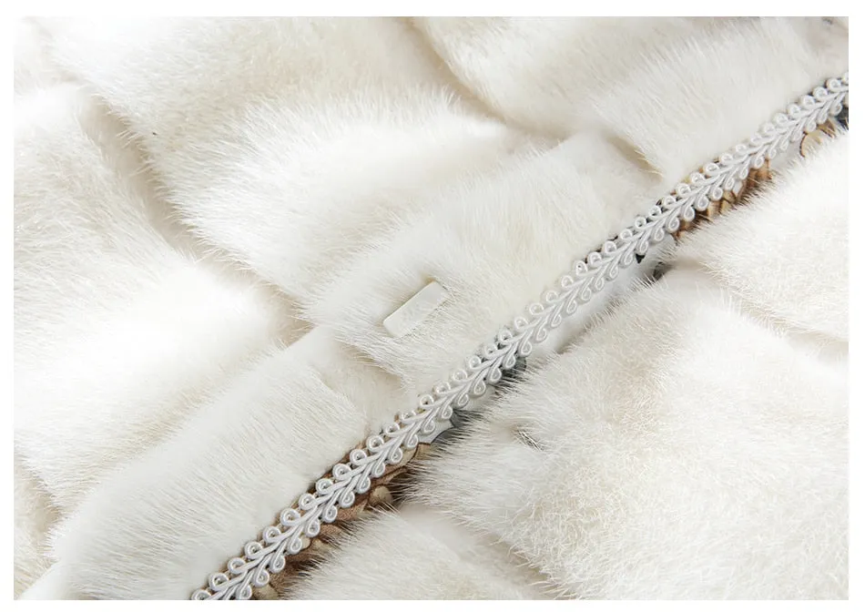 High Quality Natural Mink Fur Long Real White Coats