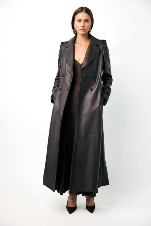 Houstt Trench Coat in Dark Chocolate Leather