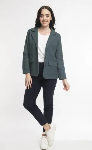Ingrid Cotton Blazer by Orientique in Mediterranean
