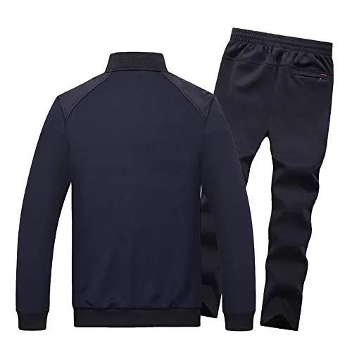 INVACHI Mens 2 Pieces Athletic Full Zip Sports Sets Jacket & Pants Active Fitness Jogging Sweat Tracksuit Set