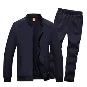 INVACHI Mens 2 Pieces Athletic Full Zip Sports Sets Jacket & Pants Active Fitness Jogging Sweat Tracksuit Set