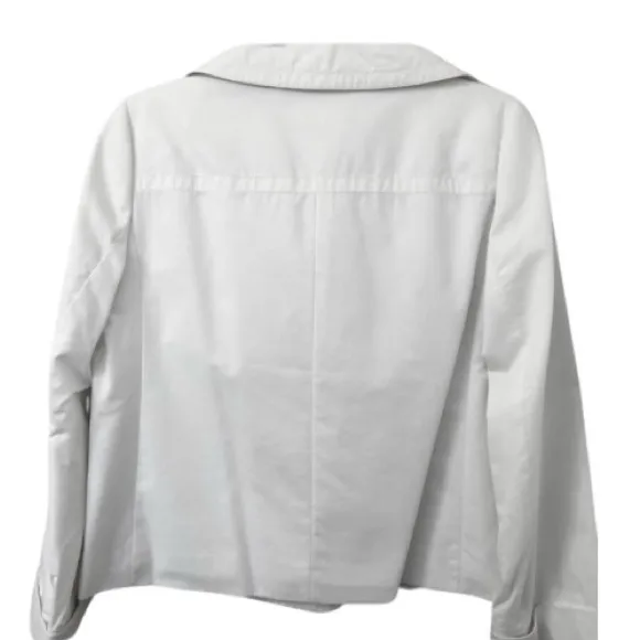 J. CREW Ruffle (button-off) Collar Trench in White Cotton w Natural Buttons — 2
