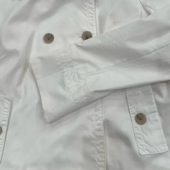 J. CREW Ruffle (button-off) Collar Trench in White Cotton w Natural Buttons — 2