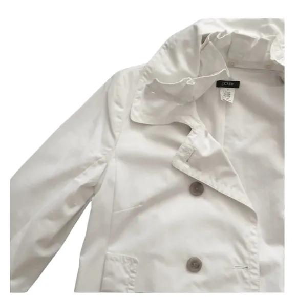 J. CREW Ruffle (button-off) Collar Trench in White Cotton w Natural Buttons — 2