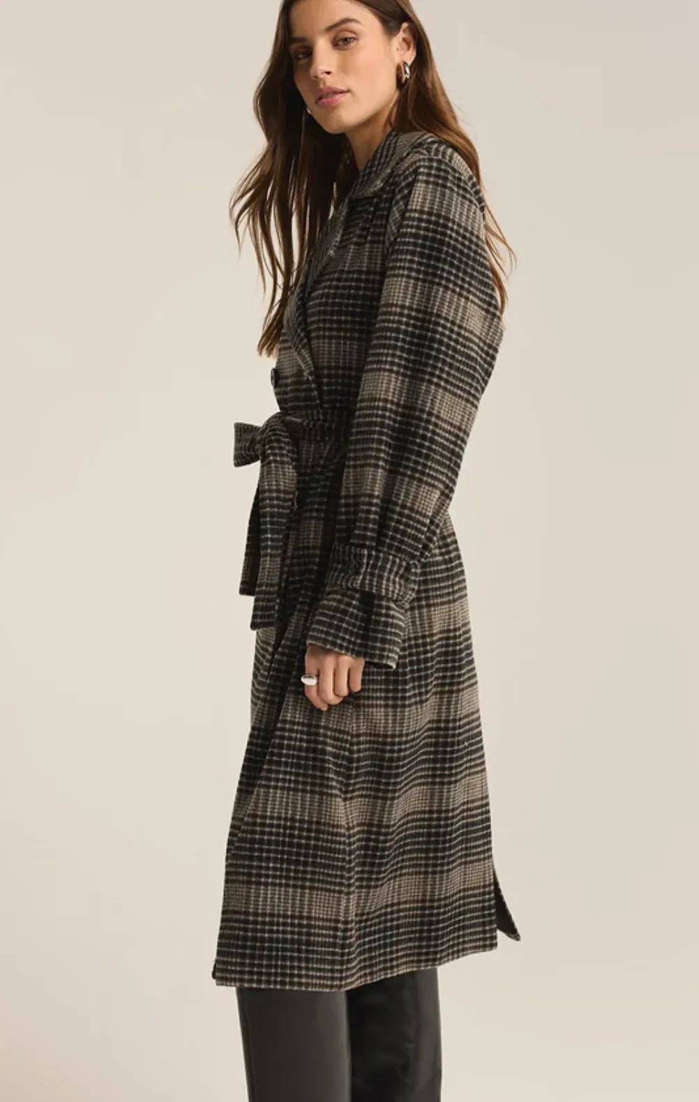 Jackie Plaid Trench Coat