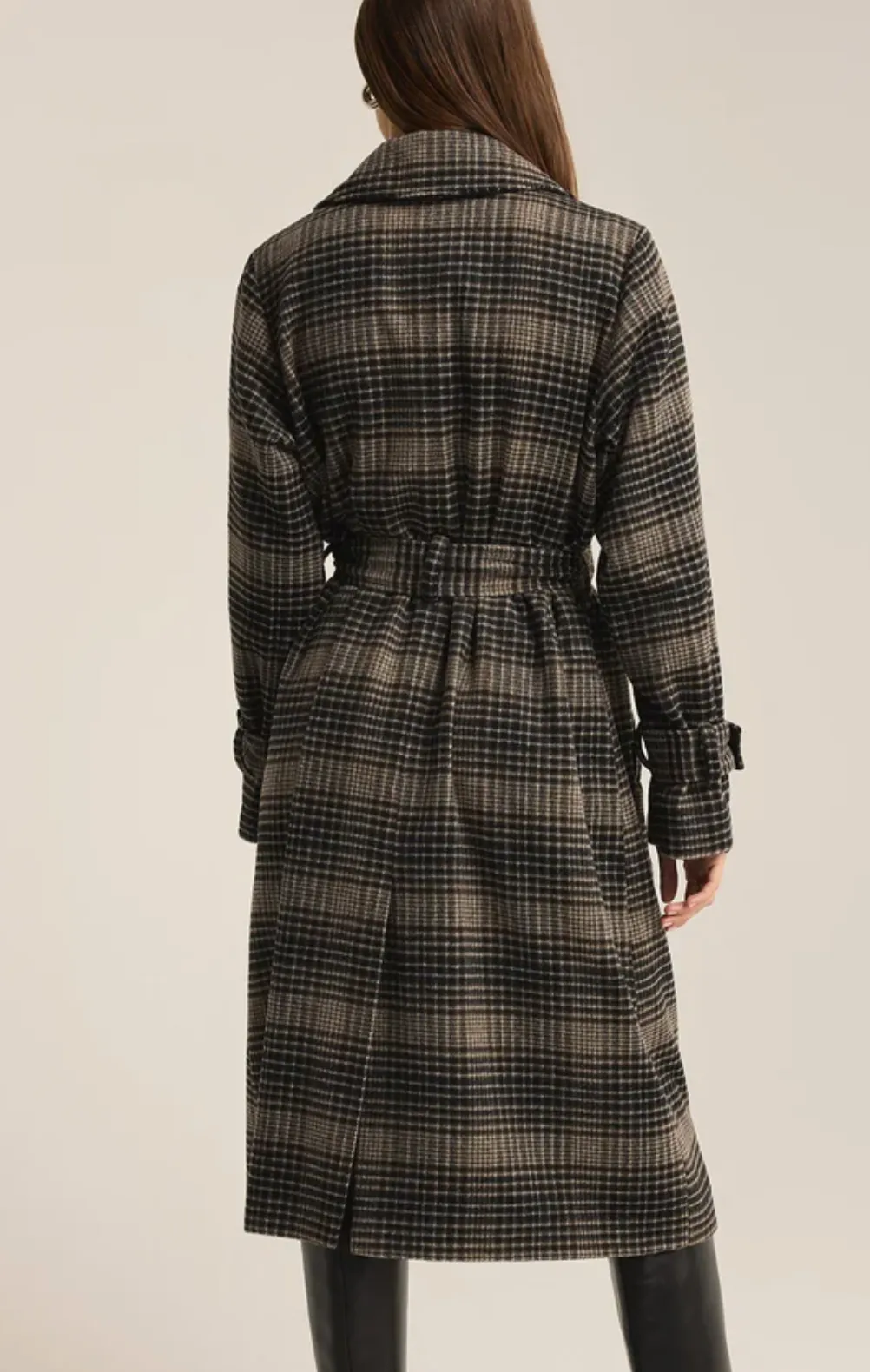 Jackie Plaid Trench Coat