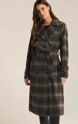 Jackie Plaid Trench Coat