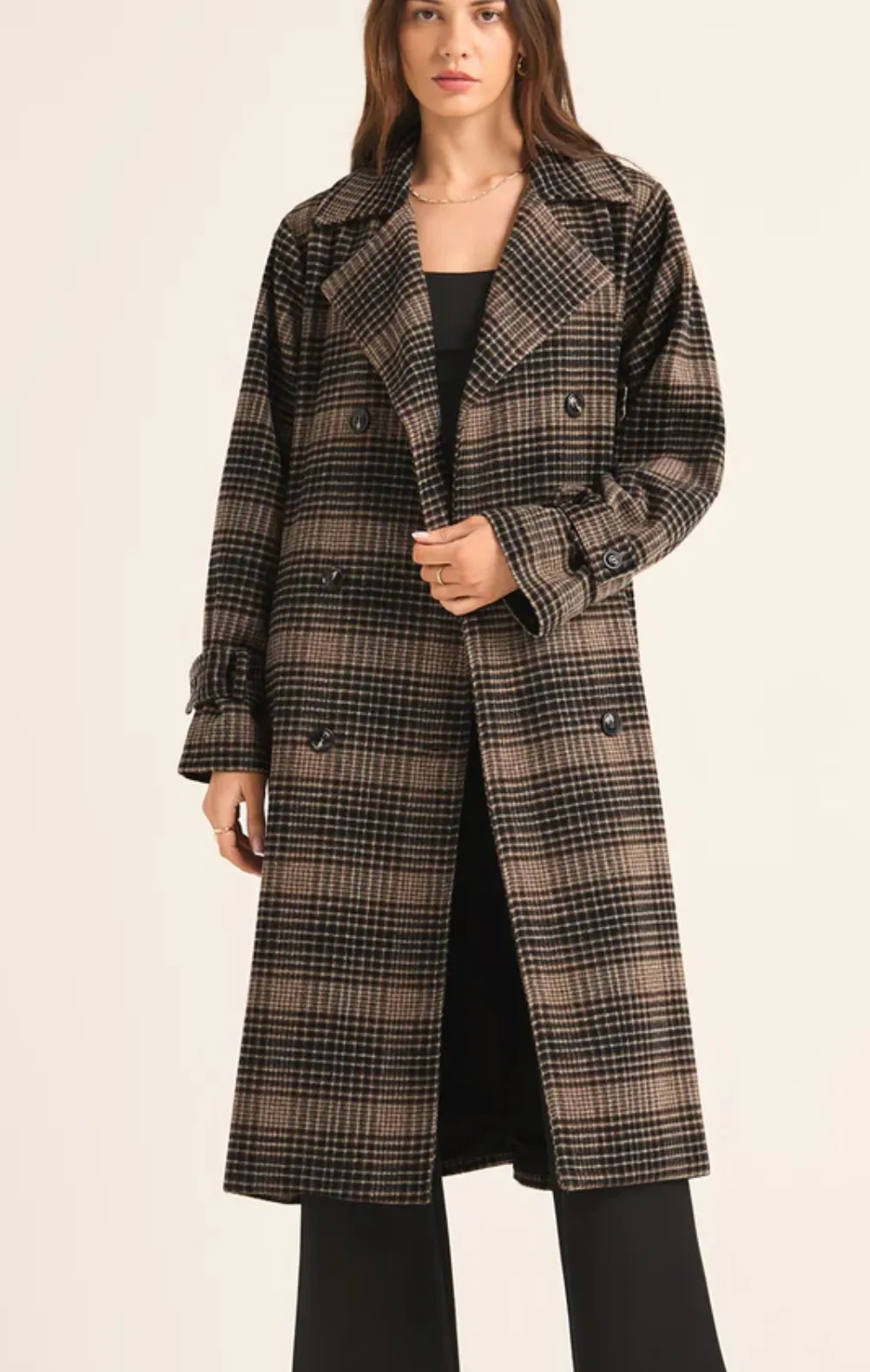 Jackie Plaid Trench Coat