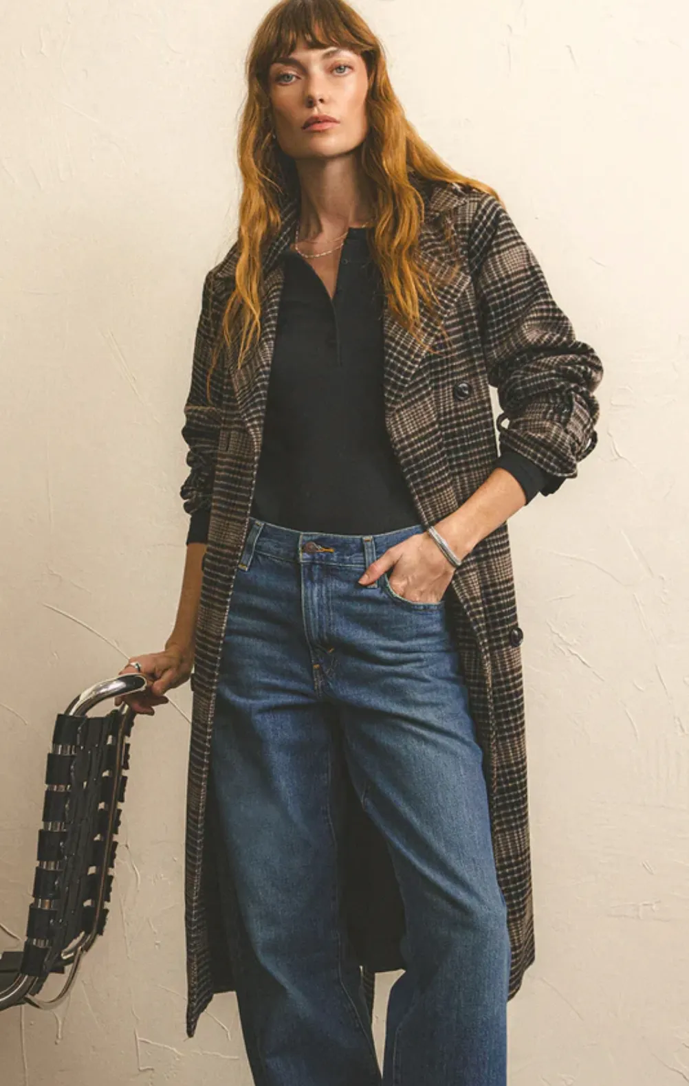 Jackie Plaid Trench Coat