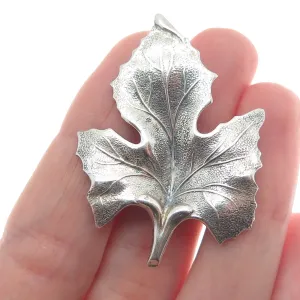 JEWELART 925 Sterling Silver Antique Art Deco Maple Leaf Oxidized Pin Brooch