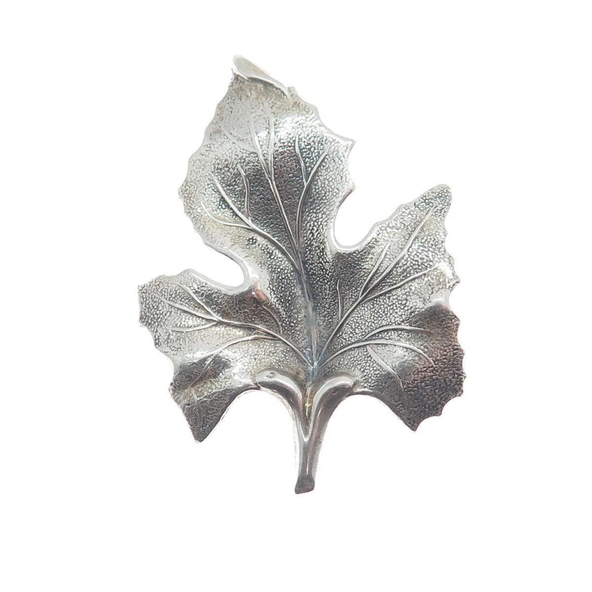 JEWELART 925 Sterling Silver Antique Art Deco Maple Leaf Oxidized Pin Brooch