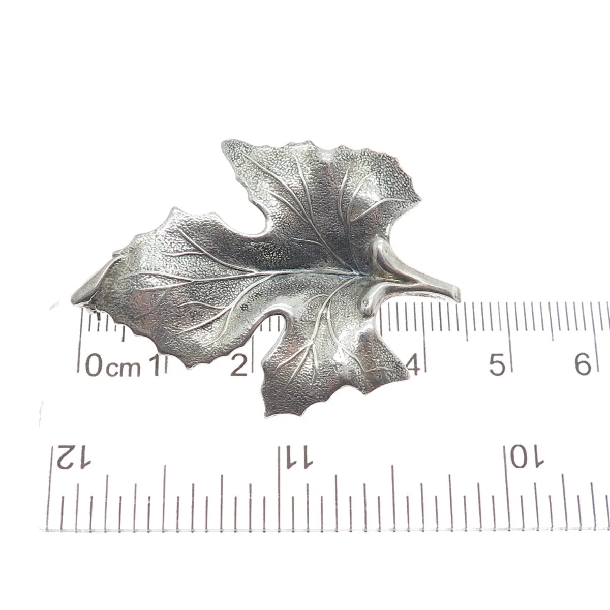 JEWELART 925 Sterling Silver Antique Art Deco Maple Leaf Oxidized Pin Brooch