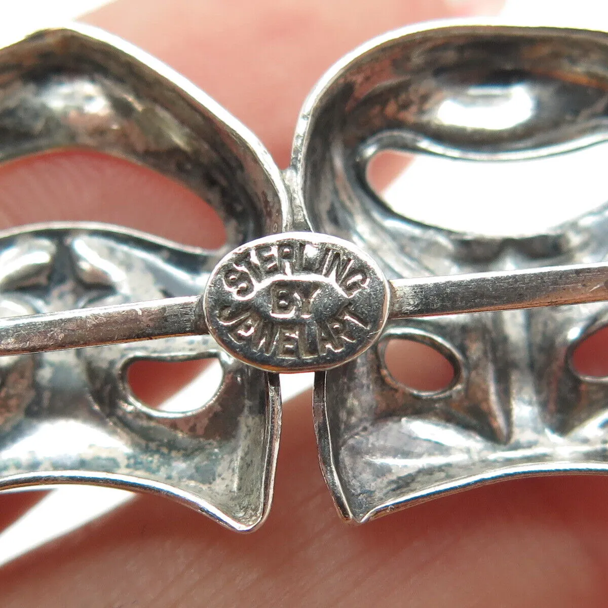 JEWELART 925 Sterling Silver Antique Sock & Buskin Tragedy Comedy Masks Brooch