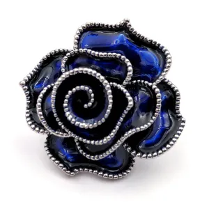 Jewelblings Stunning Vintage Multi Layers Petal Blossom Royal Blue Rose Brooches Beaded Enamel Rose Flower Pins for Women Wedding Jewelry
