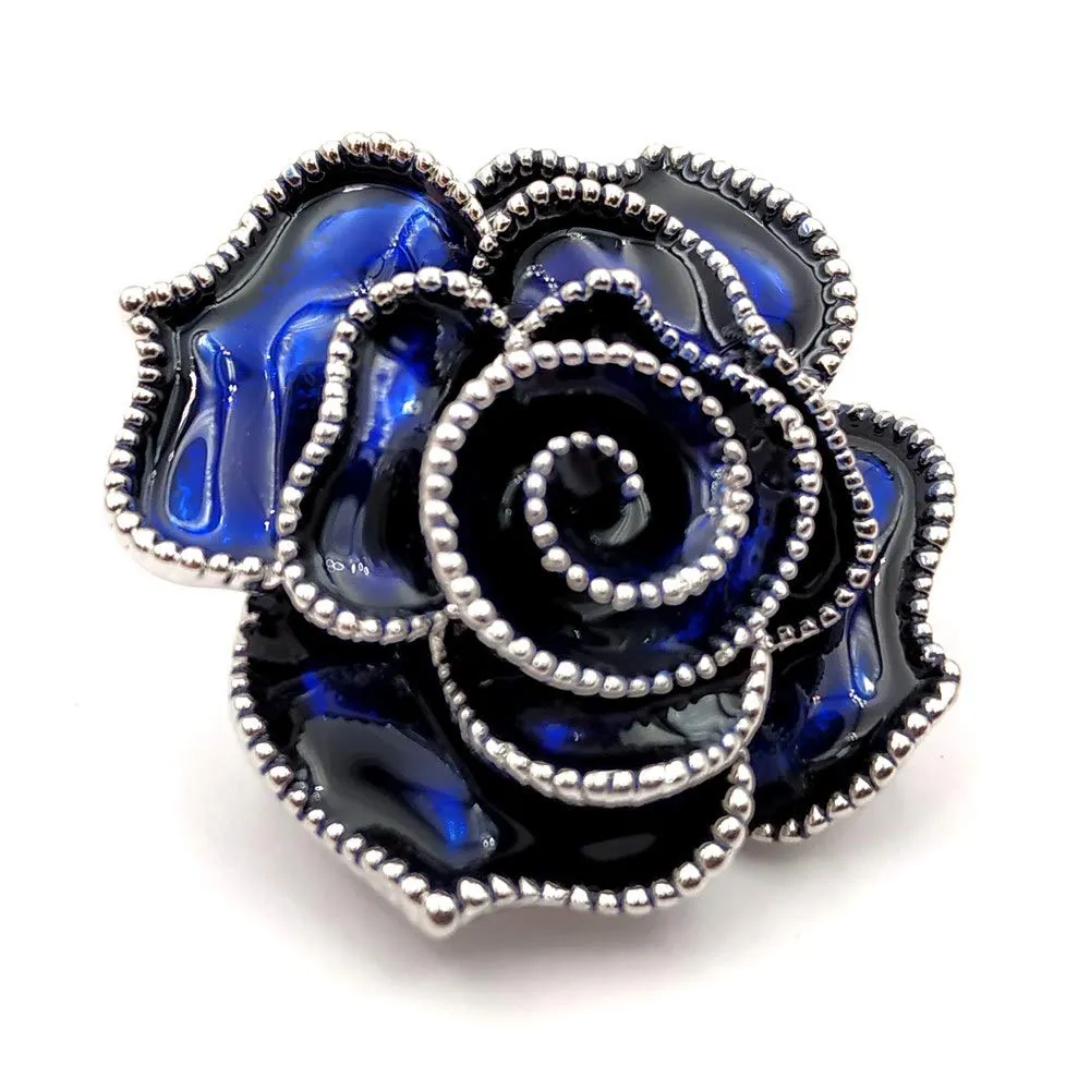 Jewelblings Stunning Vintage Multi Layers Petal Blossom Royal Blue Rose Brooches Beaded Enamel Rose Flower Pins for Women Wedding Jewelry