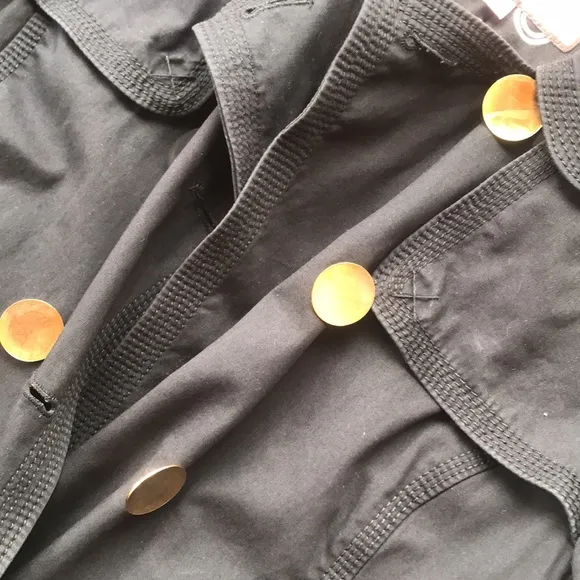 Juicy Couture Vintage Y2k Trench Coat Military Black Gold Medium Girly Jacket M