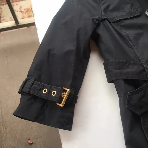 Juicy Couture Vintage Y2k Trench Coat Military Black Gold Medium Girly Jacket M
