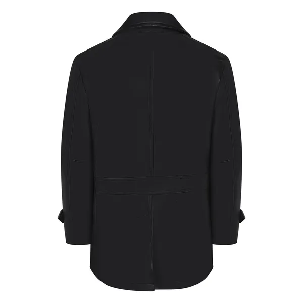 Kashani Black Double Breasted Lambskin 3/4 Trench Coat