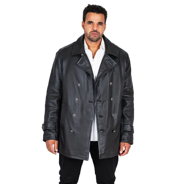 Kashani Black Double Breasted Lambskin 3/4 Trench Coat