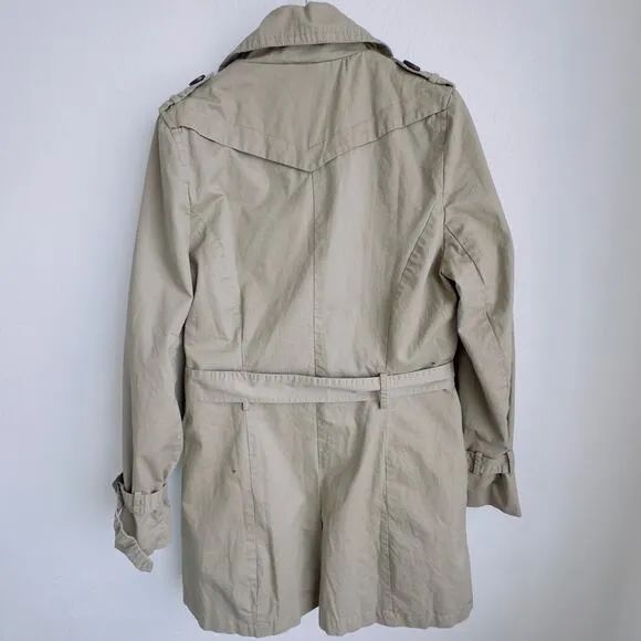 Khaki Cotton On Trench Coat Belted Double Breasted Lined New With Tags Jacket L