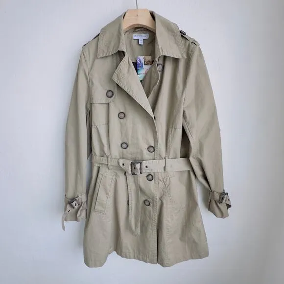 Khaki Cotton On Trench Coat Belted Double Breasted Lined New With Tags Jacket L