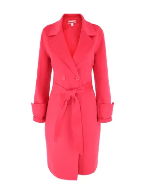 Kinross Cashmere Notch Collar Belted Coat in Poppy