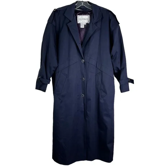 La Vogue Petite Single Breasted Lined Trench Coat in Navy Women’s Sz 6P