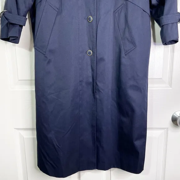 La Vogue Petite Single Breasted Lined Trench Coat in Navy Women’s Sz 6P