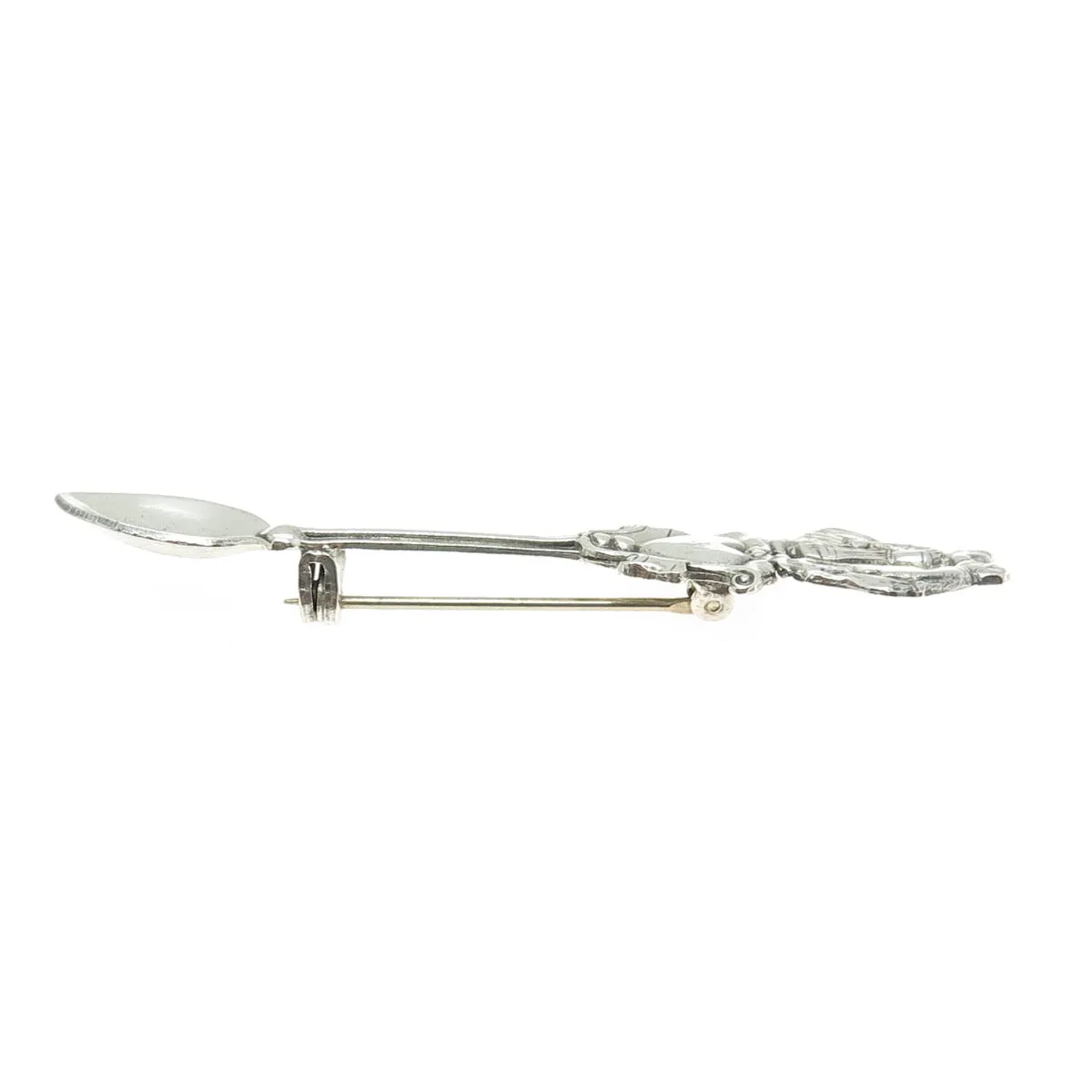 LANG 925 Sterling Silver Antique Art Deco Kissing Couple Salt Spoon Pin Brooch