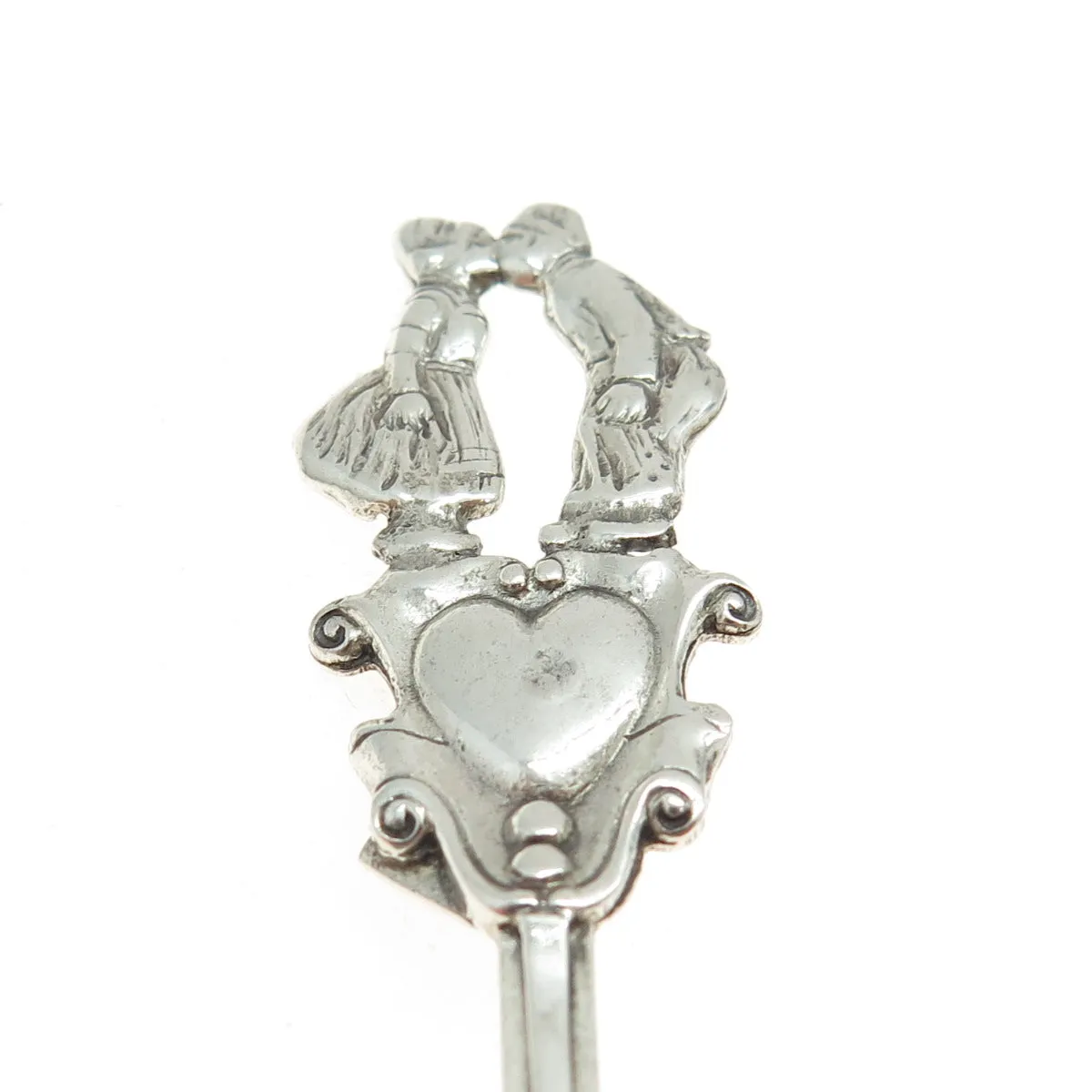 LANG 925 Sterling Silver Antique Art Deco Kissing Couple Salt Spoon Pin Brooch