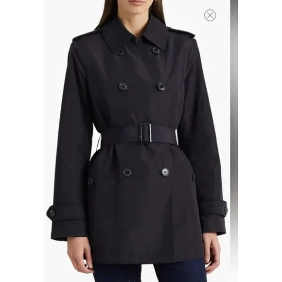 LAUREN Ralph Lauren Missing Belt Short Taffeta Trench Coat Size XXL NWOT