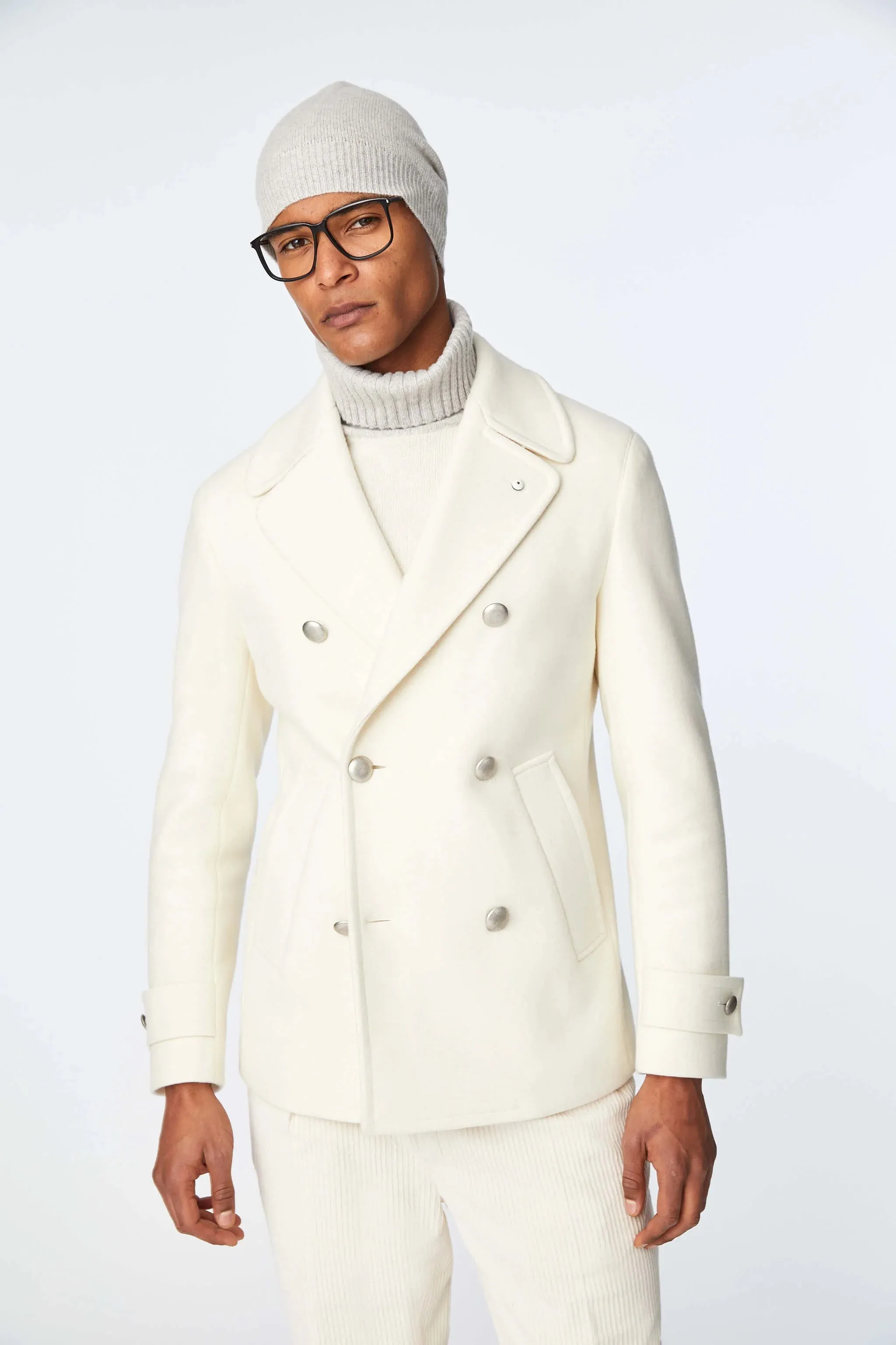 L.B.M. 1911 Double Breasted Wool Blend Peacoat