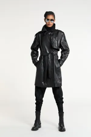 Leather Straight Double Breasted Coat