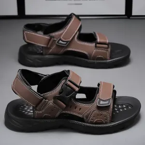 Leather Trail Sandals with Velcro for Men