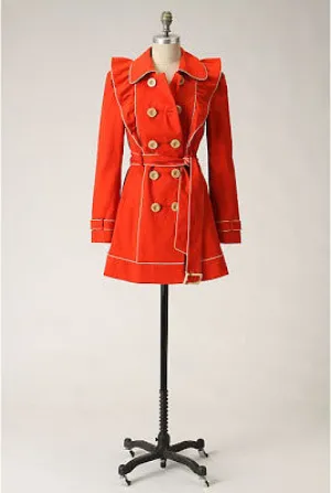 Leifsdottir Cherry Vanilla Trench Double Breasted Waist Tie Trench Coat Size 8