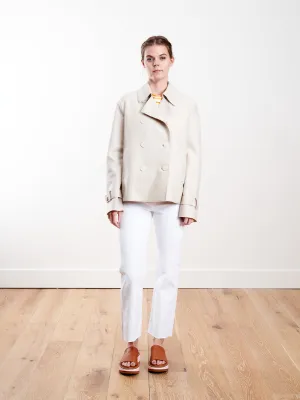 light pressed wool cropped trench - cream
