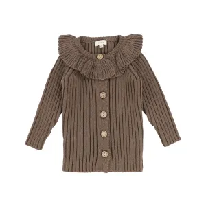 Lil Legs Knit Ruffle Cardigan  - Cocoa